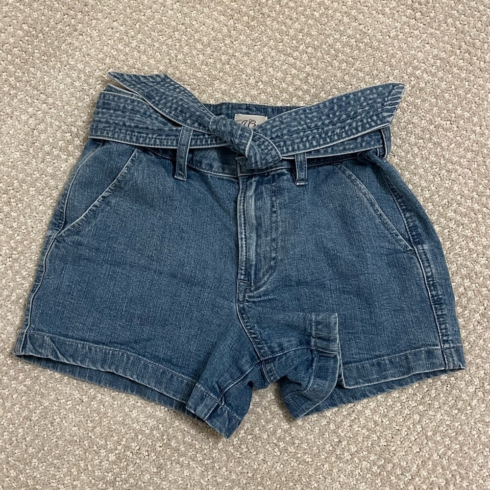 j. crew denim shorts with tie